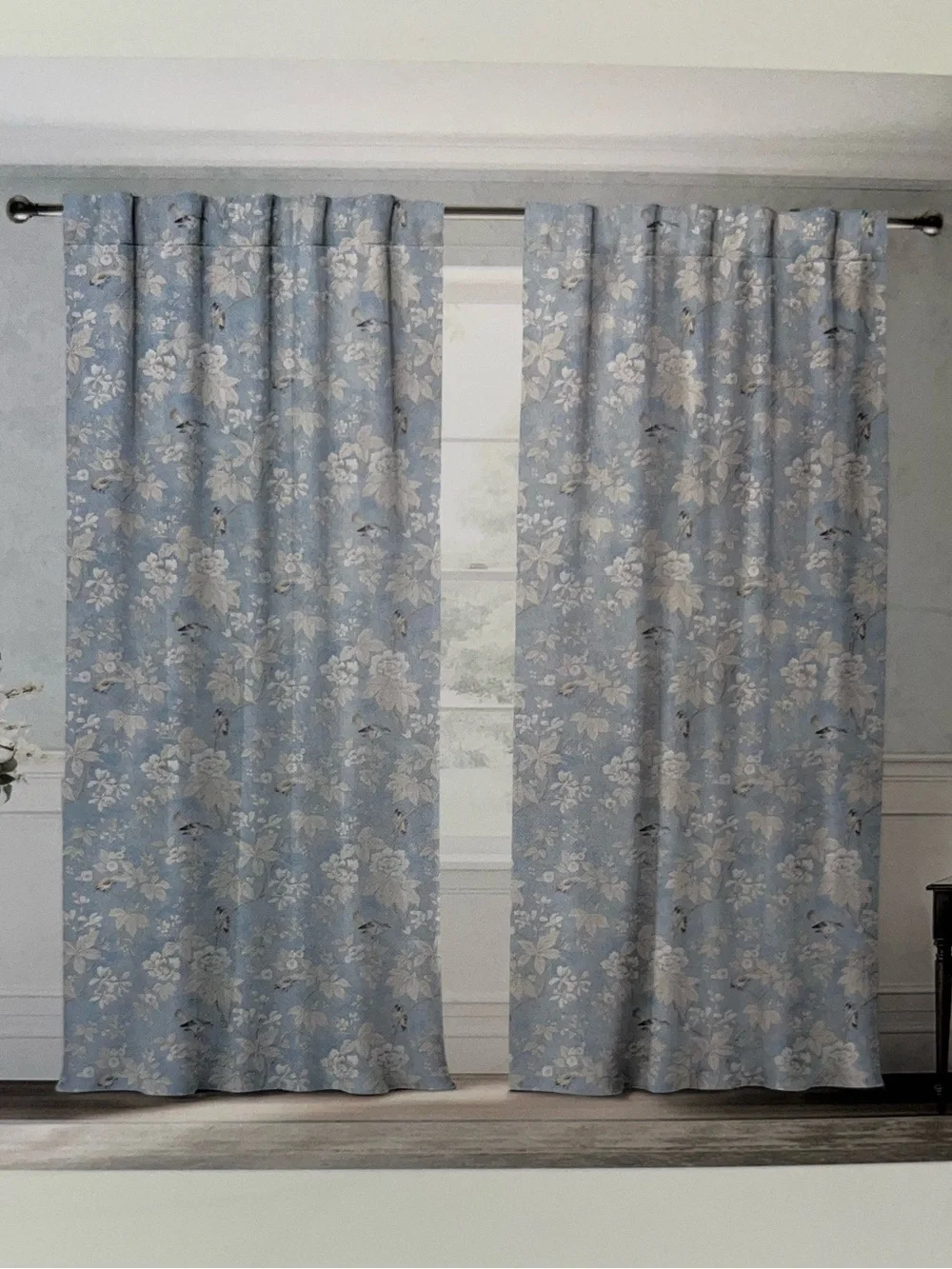 NWT Sanderson Chiswick Grove Floral Bird design Drapes 2 Panels Size 50